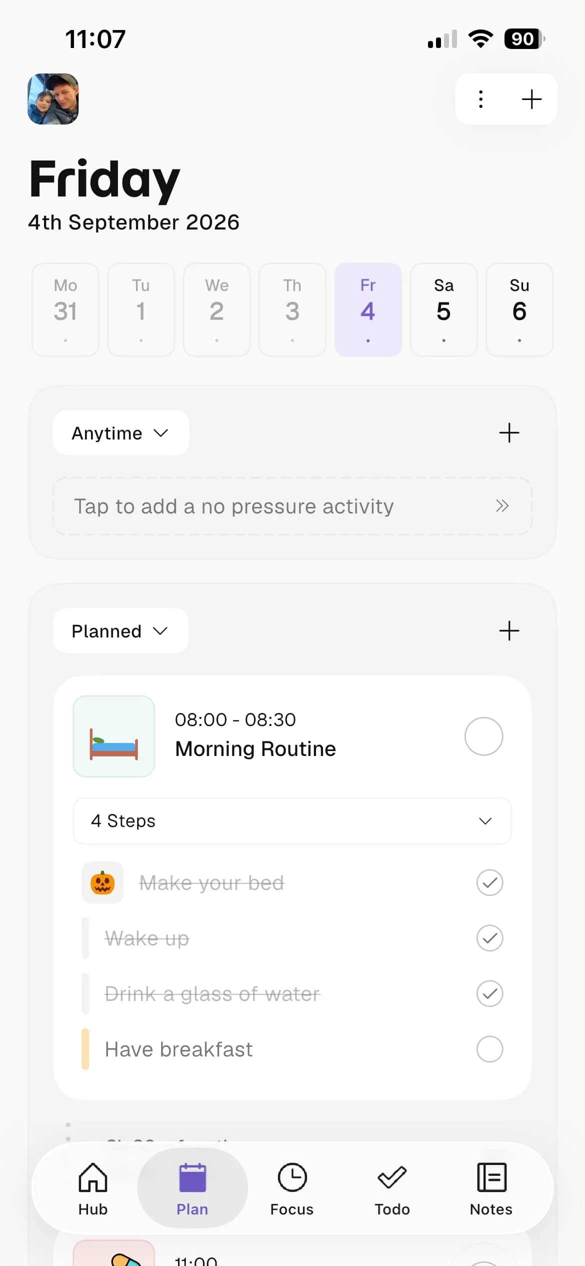 Daily visual plan