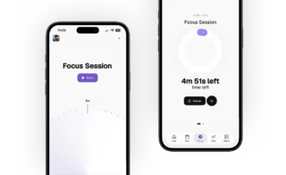 two phones with start a focus session and an active focus session